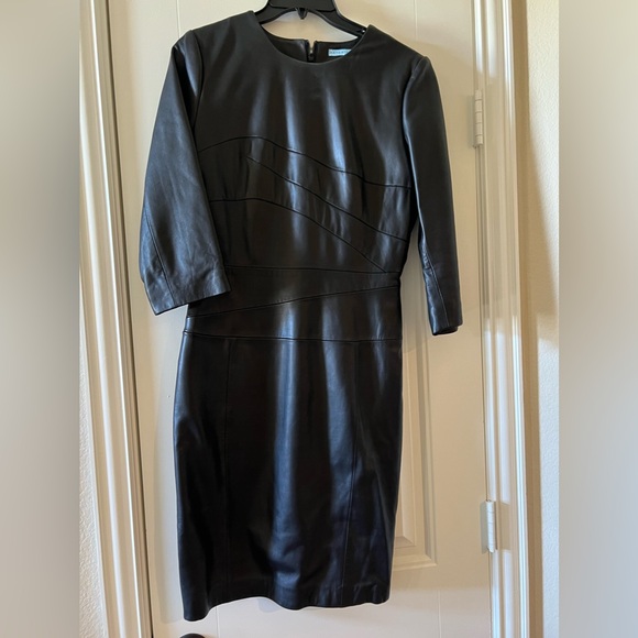 Antonio Melani Black Genuine Leather Dress Size 6 - Picture 1 of 3
